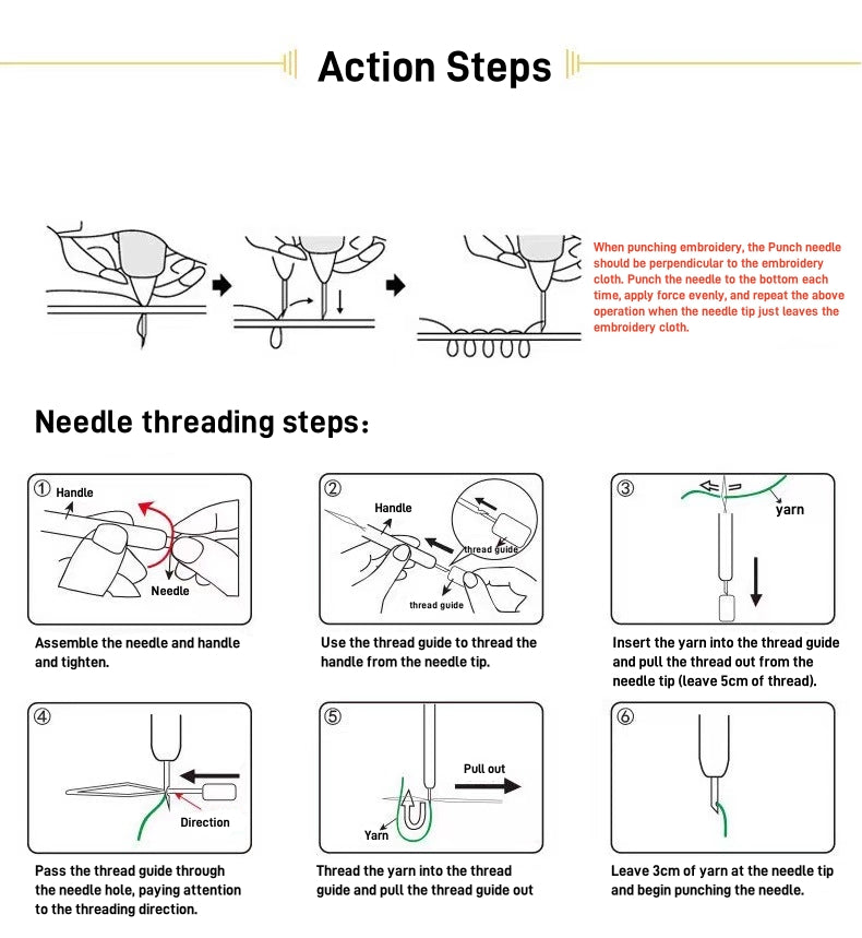 Kit Cordillera de Bordado con Aguja Perforada